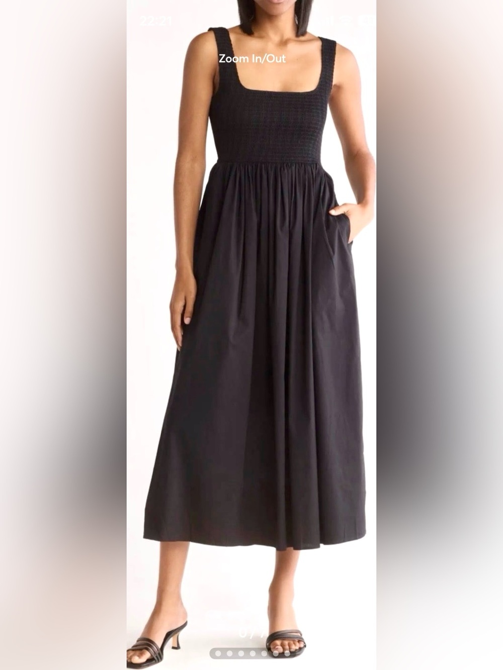 WAYF Black Smocked Fit & Flare Sundress – Size Medium Cotton